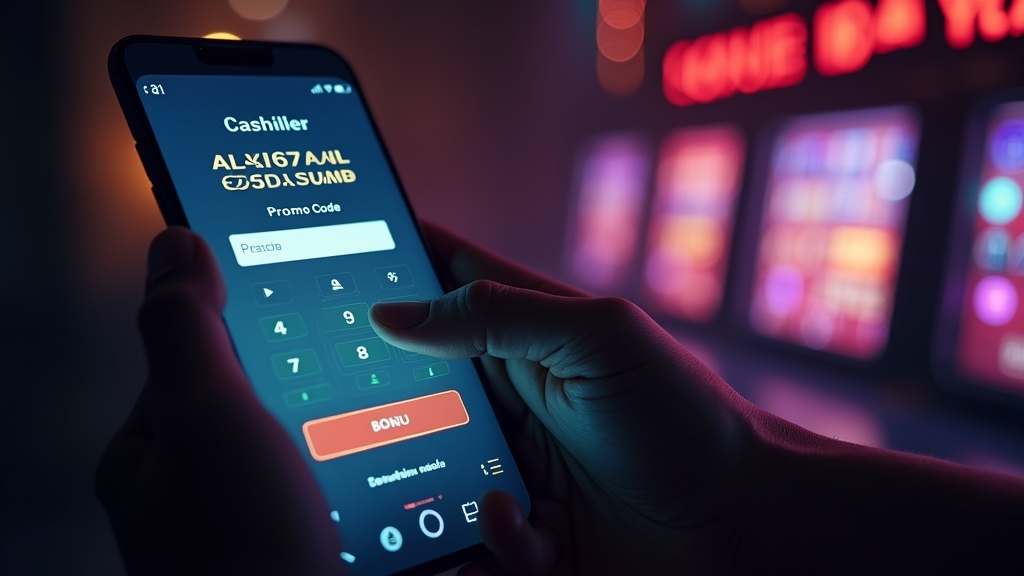 Player entering a promo code at a casino cashier screen